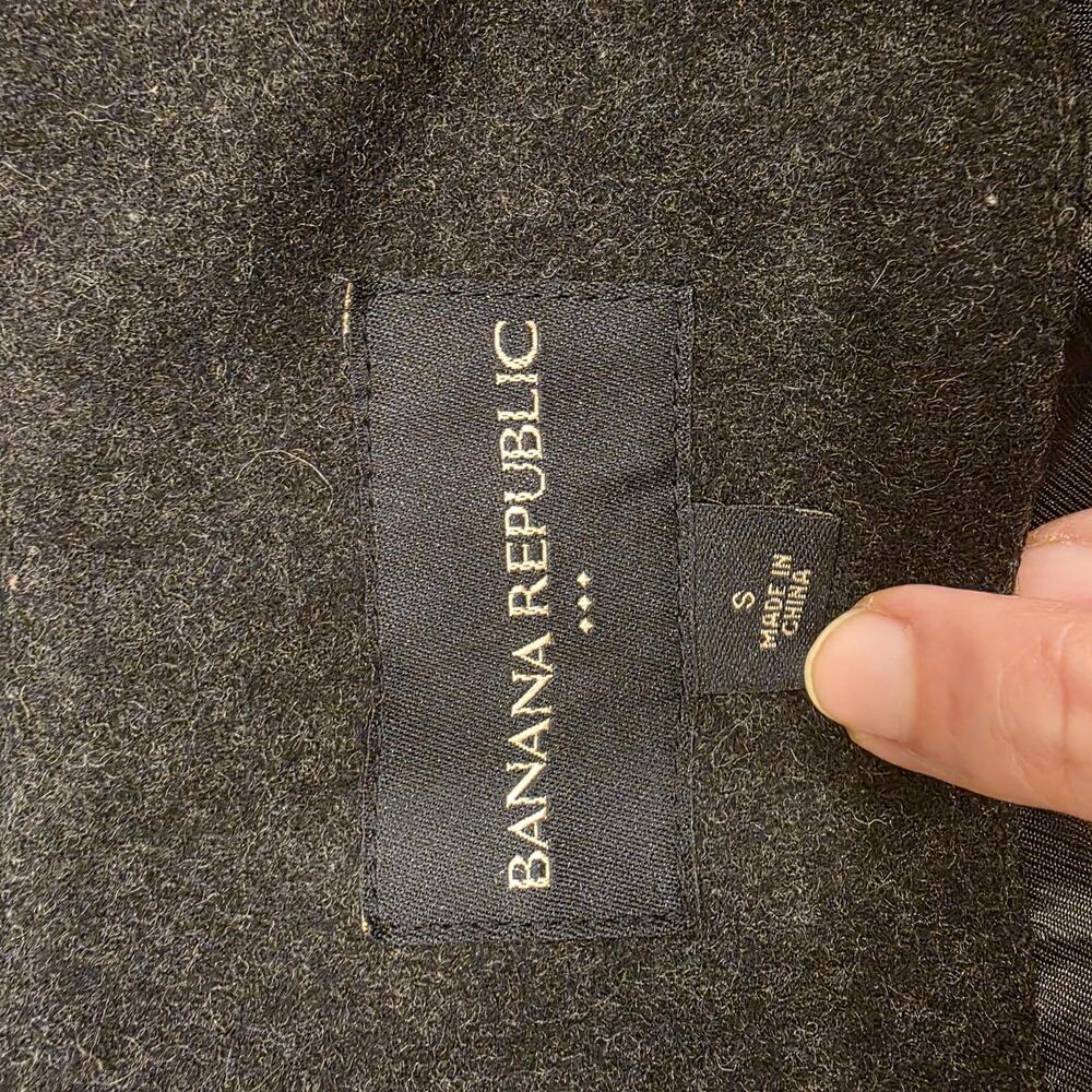 Banana Republic Dark Charcoal Wool Blend Military Style Men's Small Coat - Picture 5 of 8